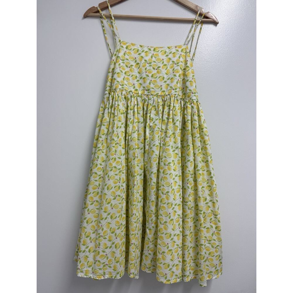 Solid & Striped Heidi Mini Dress Lemon Print Womens S Cotton Lightweight Pockets